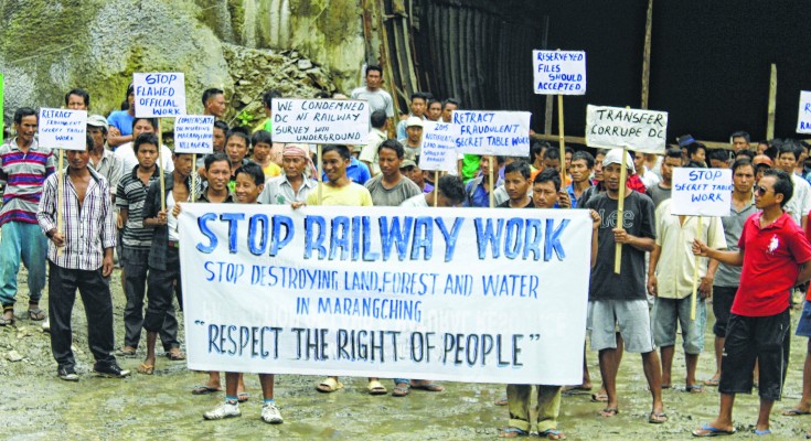 Villagers halt railway works