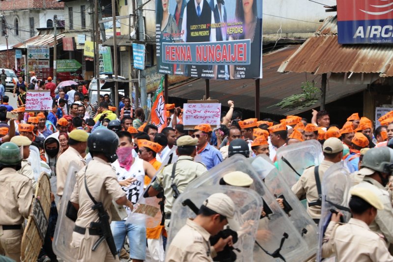  BJP workers stage protest demonstration outside the State Legislative Assembly