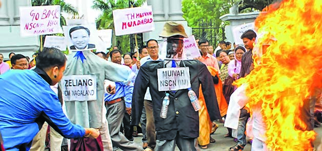 Effigies of PM, Muivah, Zeliang torched