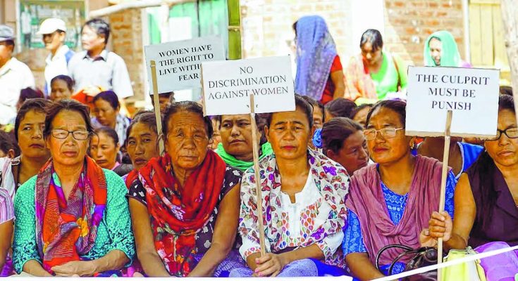 Protest demonstration at Panchai village, Chandel