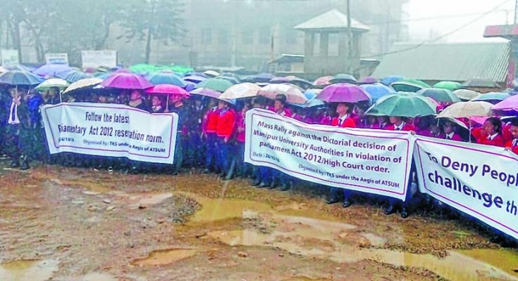 ST students rally against decision of MU
