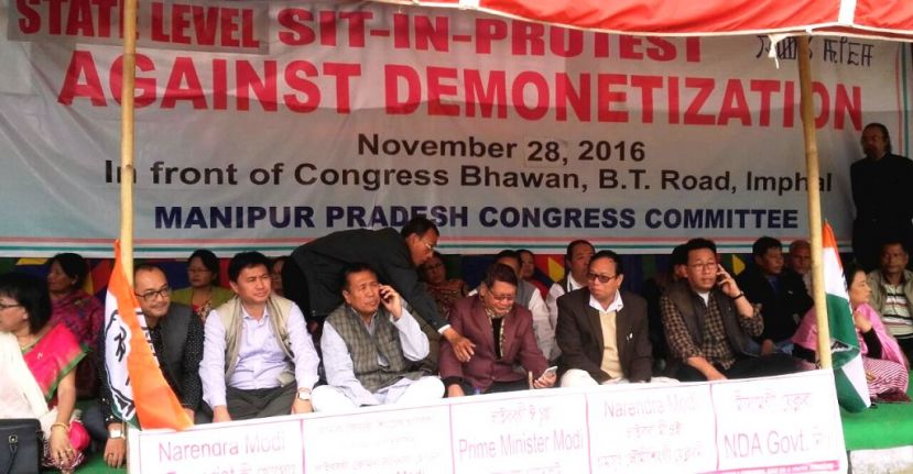 Congress stages sit-in-protest against demonetization