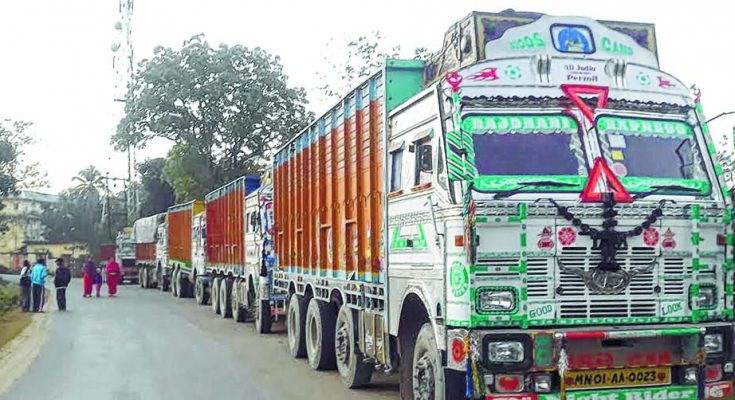 Problems of movement of 500 loaded trucks in single convoy detailed Loaded trucks to line up for Imphal trip from Jiri