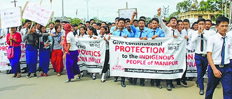 Demanding Constitutional protection for indigenous people Students storm Raj Bhavan