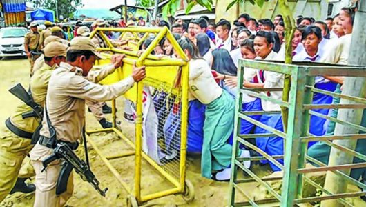 In demand to stop non-locals from contesting polls...Students try to storm Assembly, 1 hurt in stand off