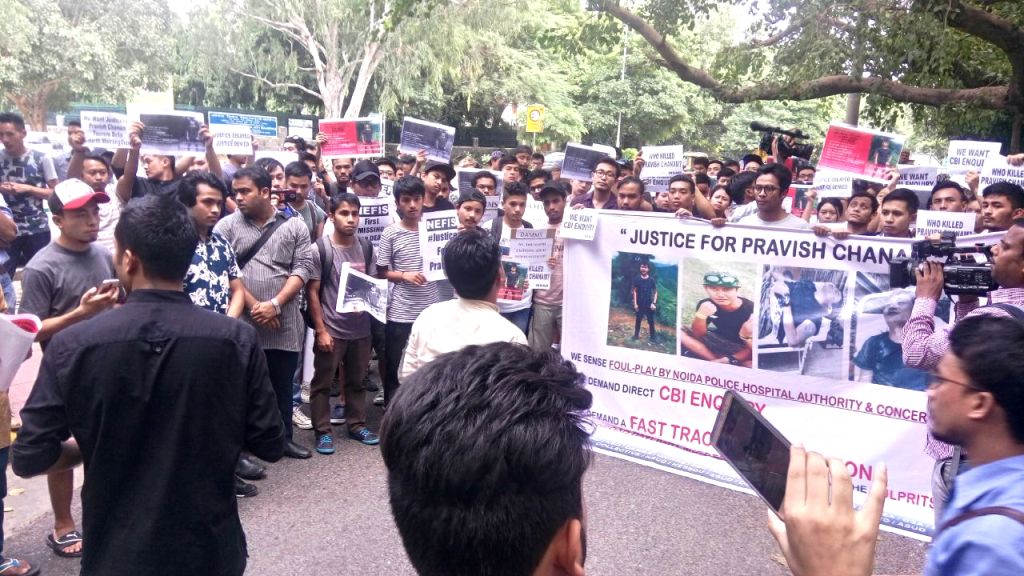 NE students protest in front of UP House demanding probe