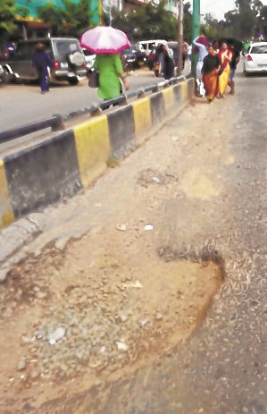 Pothole poses grave risk
