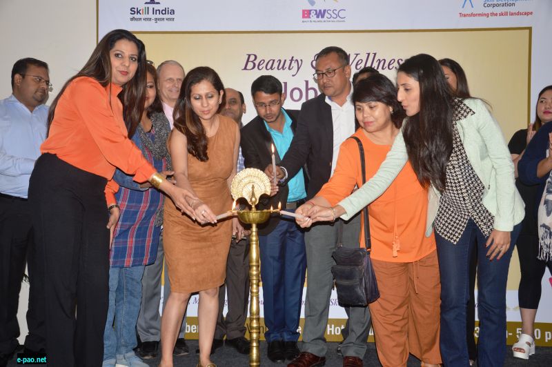 Annu Wadhwa, CEO at Beauty & Wellness Sector Skill Council lighting up the lamp with other delegates and recruiters during the Job Mela at Lily Hotel in Guwahati