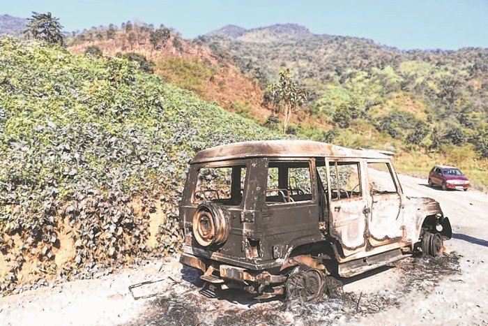 Vehicle torched, another vandalised