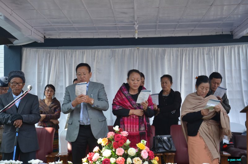 Chief Minister, TR Zeliang and his wife Kevi Rangkau Zeliang at the Unveiling Ceremony at Jalukie Town