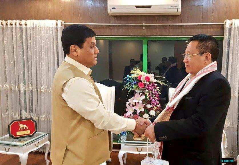 Nagaland Chief Minister, TR Zeliang calls on his Assam counterpart, Sarbananda Sonowal at his official Bangalow at Guwahati on January 01 2018