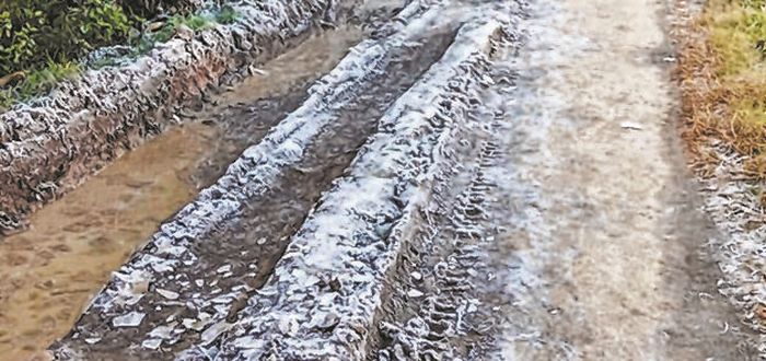 Light snowfall, frozen water add to the chill at Ukhrul