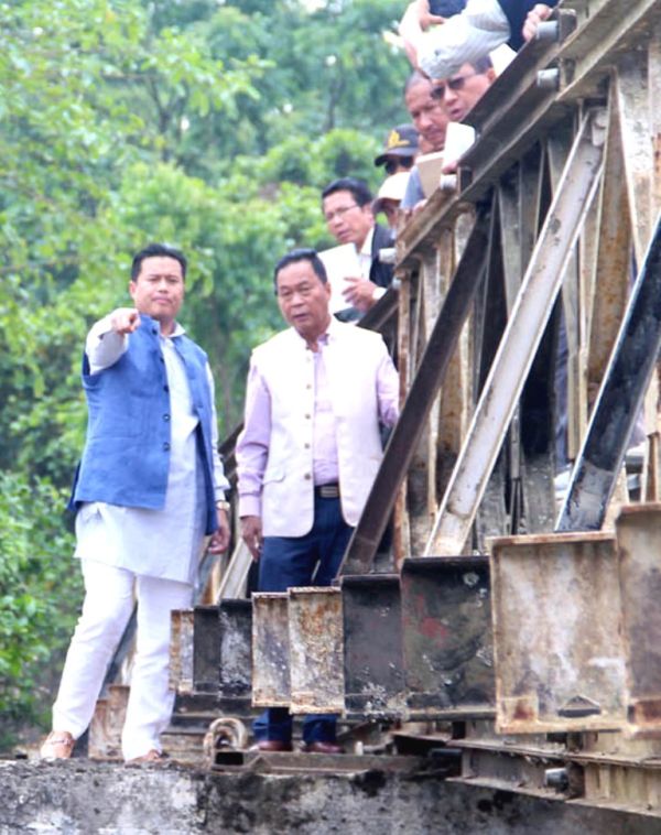 Works Minister Biswajit inspects Bailey Bridges at Motbung and Saparmeina