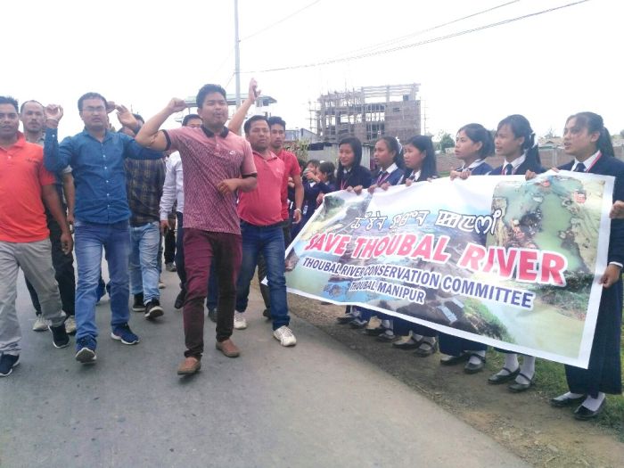Students stage protest to save lives of thousands living on Thoubal River