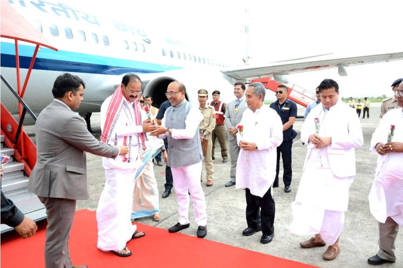 Vice President of India M Venkaiah Naidu arrives in Imphal