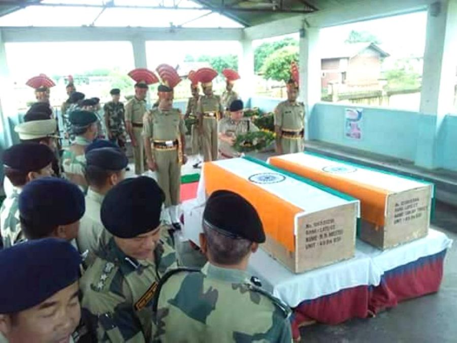 floral tribute was paid to the two deceased BSF personnel