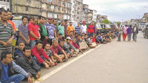 Drivers stage sit-in