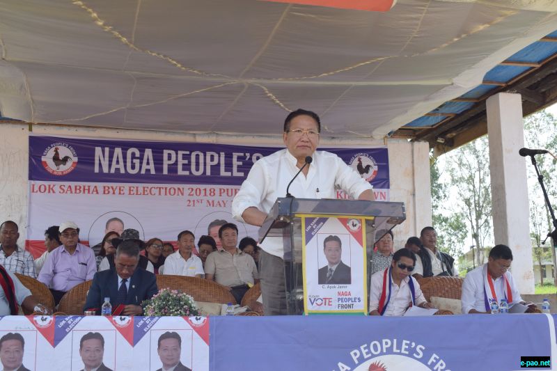 Former Chief Minister and NPF Legislature Party leader, TR Zeliang during the rally