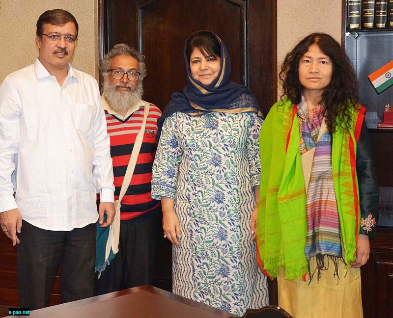  CM OF Kashmir Smt Mehbooba Mufti, Sharmila Irom,  Deshmond and Sanjay Nahar - The founder president of Sarhad 