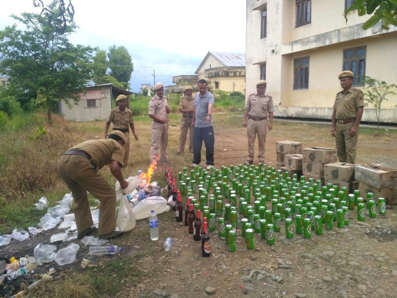  Seized Liquor destroyed at Thoubal on August 19 2018  