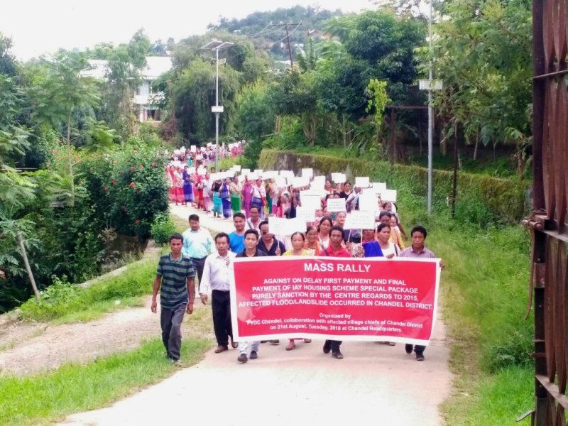 Chandel people stage rally demanding compensation for flood and landslide victims