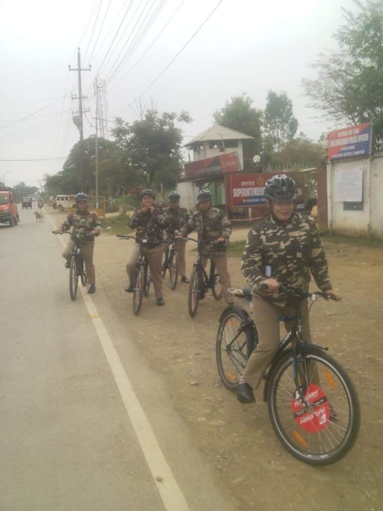 Kakching police begins patrolling on cycle
