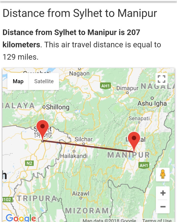 Sylhet to Manipur state_route of Santa Das Gosai