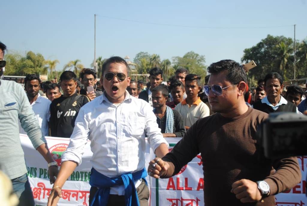 Seram  Herajit (MYFA),  protesting  at  Shilchar  minutes  before  arrested : North East bandh against Citizen Amendment Bill