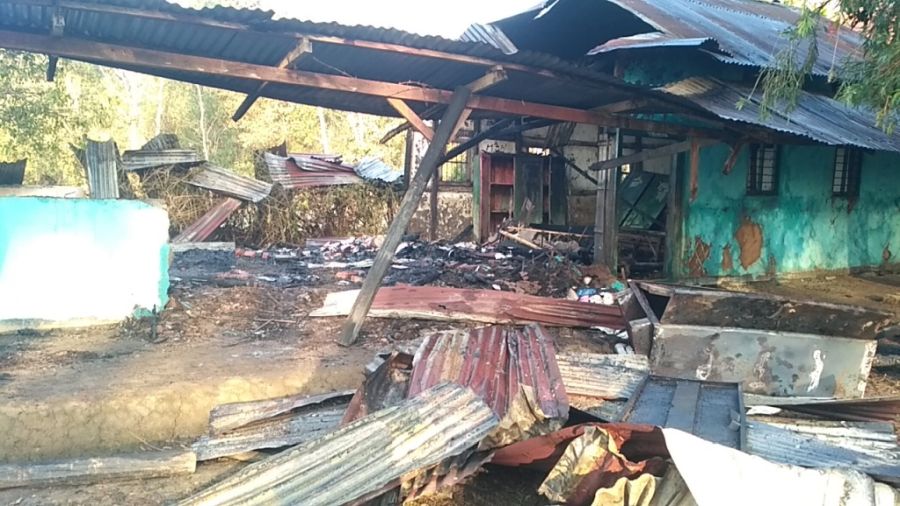 Miscreants set ablaze Salungpham High School in Thoubal district