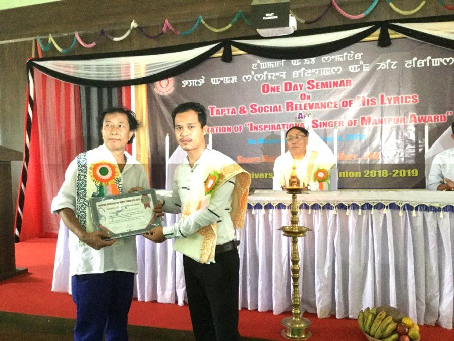  Tapta conferred 'Inspirational Singer of Manipur' award  by Manipur University Students Union (MUSU) on September 09 2019 