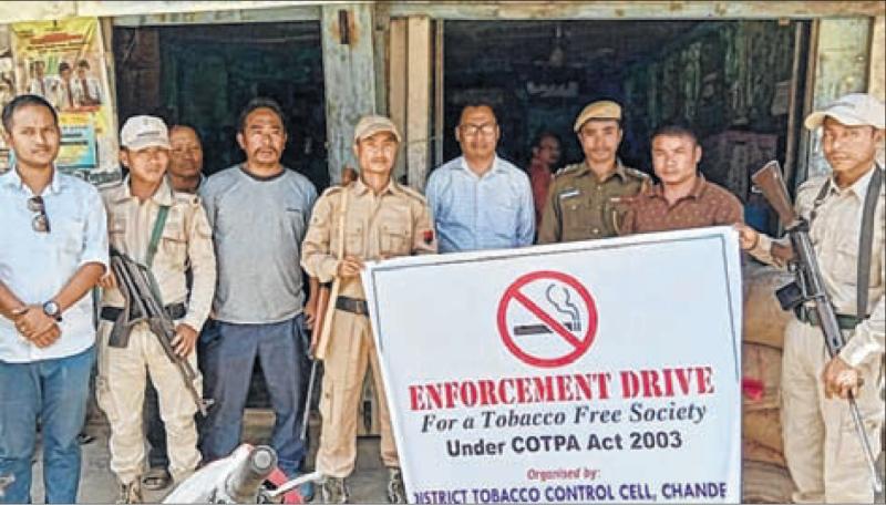 Yellow line campaign for a 'Tobacco Free Zone' held