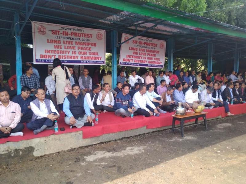 MU community staged sit-in-protest demanding not to disintegrate Manipur