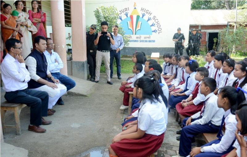 Education minister Th Radheshyam inspects school and interacts with students on 'No School Bag Day'