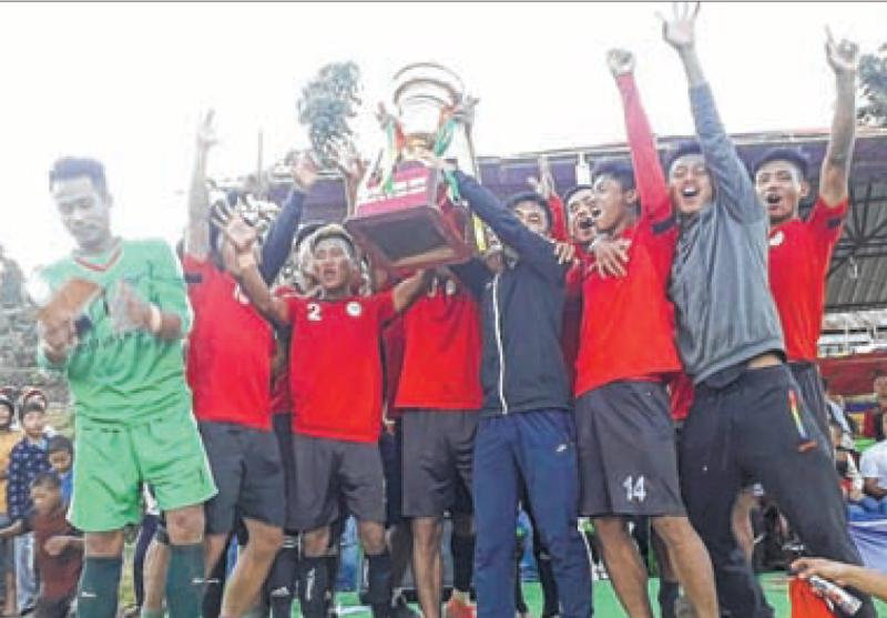 Ganggam Soccer Club lift Seikam Memorial Open Football trophy