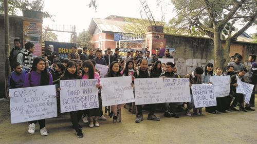 DM University students stage sit in protests against CAA