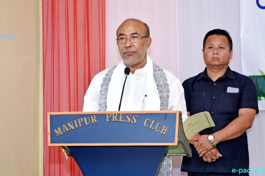  Chief Minister N Biren Singh at Chief Minister-gi Hakshelgi Tengbang (CMHT) cards distributed to journalists :: 22nd July 2019 