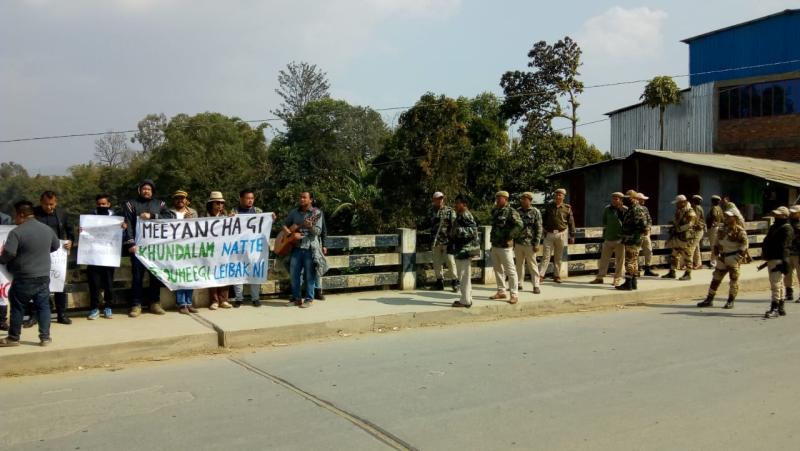 Anti-CAA protest in Yairipok: Police stopped the protesters