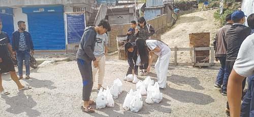 NMSYO and others distribute food items at Senapati, Imphal, Thoubal