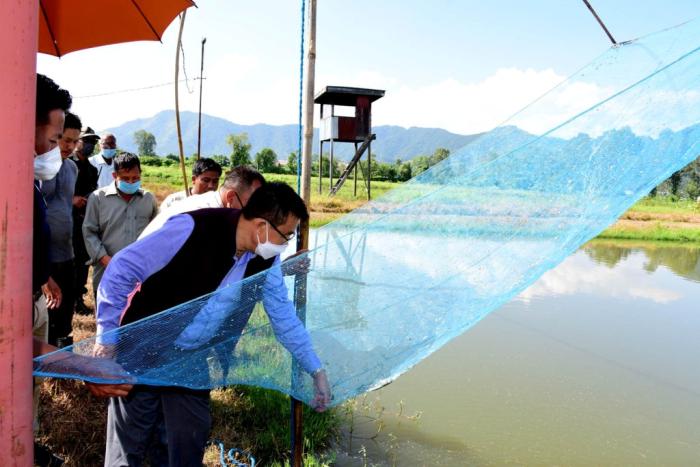 Fishery minister inspected government Fish Feed Mill Plant at Lamphelpat