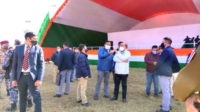 Chief Minister inspects preparations for HM at Hapta Kangjeibung