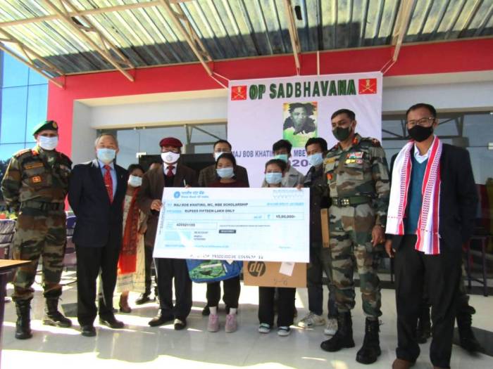 Maj Bob Khating, MC, MBE Scholarship to 38 youngsters in Manipur
