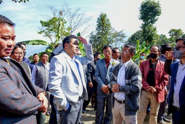 Works Minister Thongam Biswajit inspects site for Noney DC Office Complex