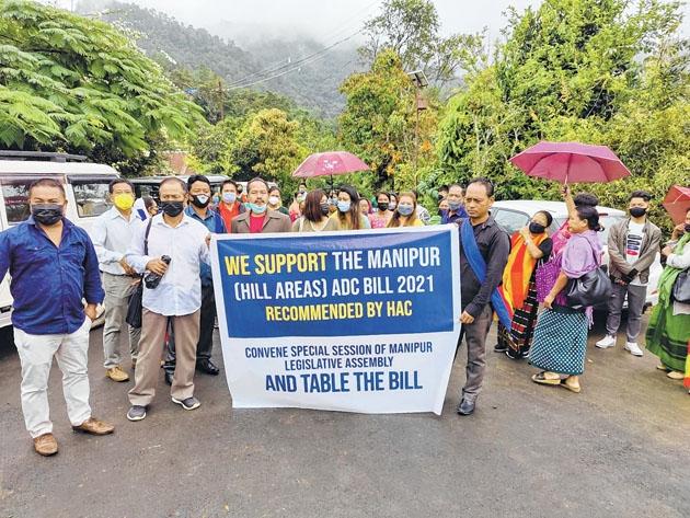 Manipur (Hill Areas) ADC Bill 2021 : Demonstrations staged at various places