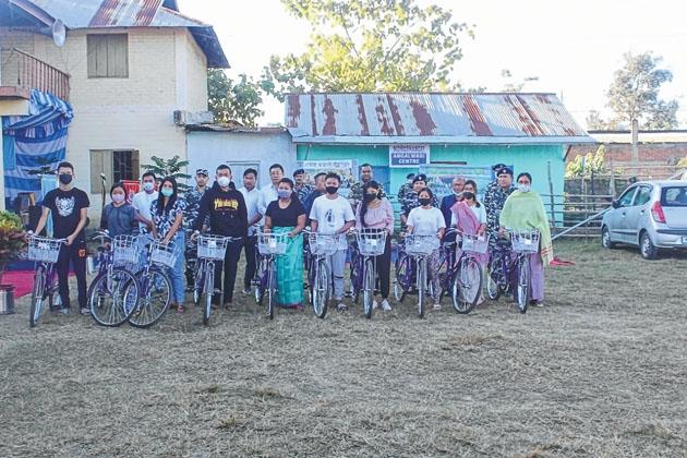 Civic Action Programme109 Bn CRPF distributes bicycles to students