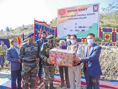 Army constructs new football ground at P Moulding village
