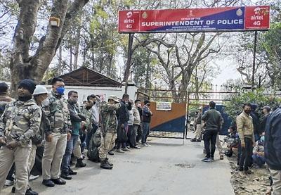 Police personnel cast votes through postal ballot in Bishnupur
