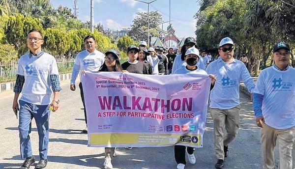 Walkathon flagged off to mark the launching of Special Summary Revision, 2023