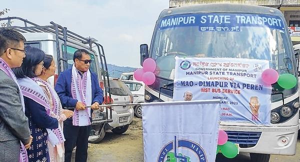 MLA Dikho flags off MST Bus Service from Mao to Dimapur