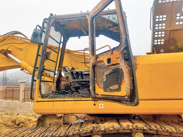 Condemnations pour in post torching of excavator at IIIT, Mayangkhang