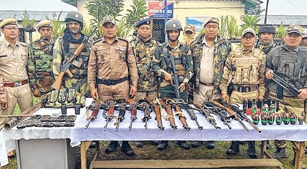 Huge cache of arms, explosives recovered